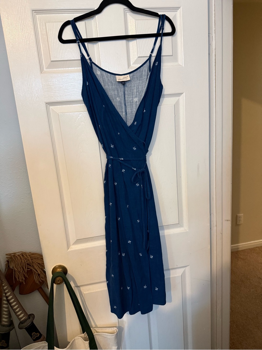 Universal Thread Navy Blue Sleeveless Wrap Midi Dress